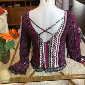 NWT H&M patterned & lace top